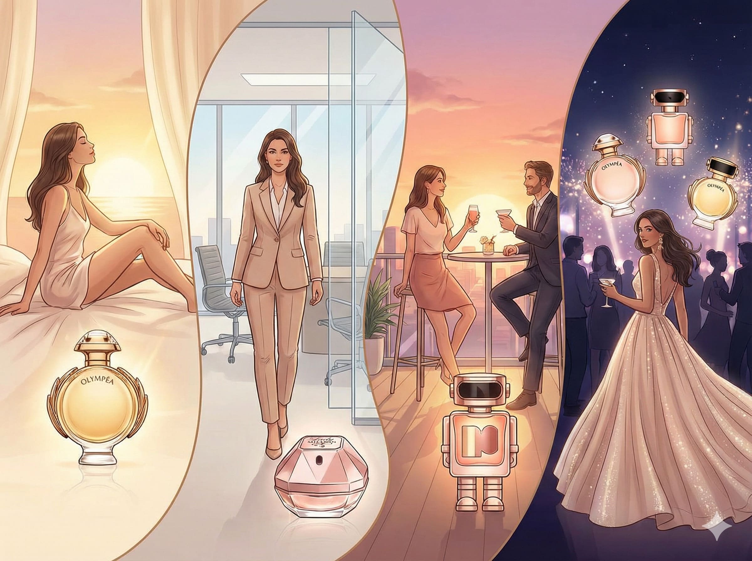 Slide Perfumes para diferentes momentos do dia da mulher moderna